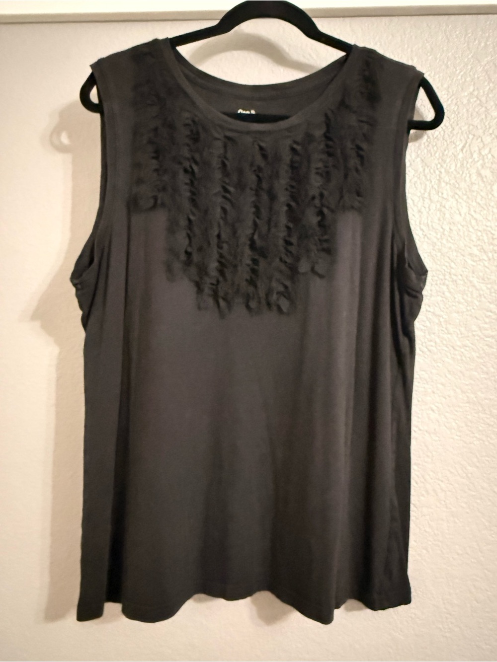 GAP Black Ruffle Front Tank Top